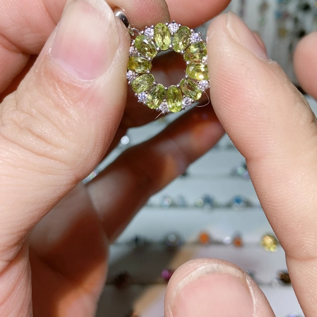 绿水晶戒指银S925镶嵌