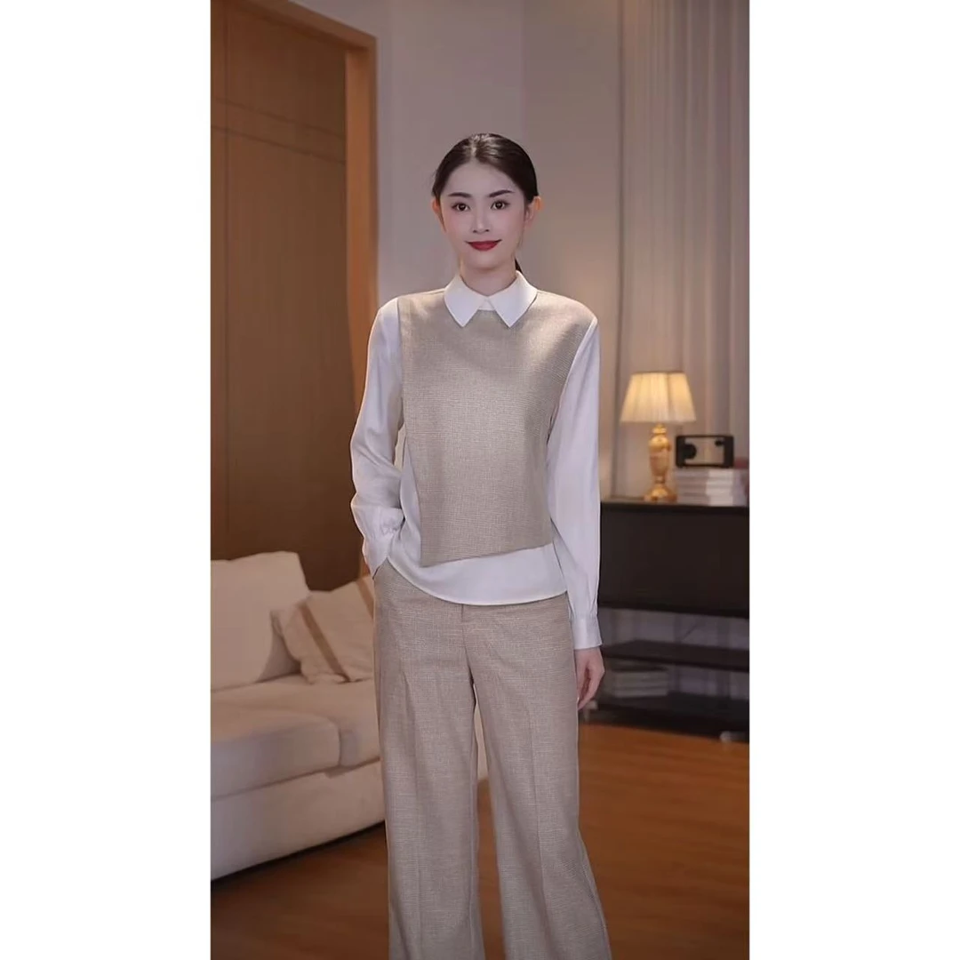 【古蔓诗福利款!现货】30396囯内设计师品牌秋装气质收腰两件套