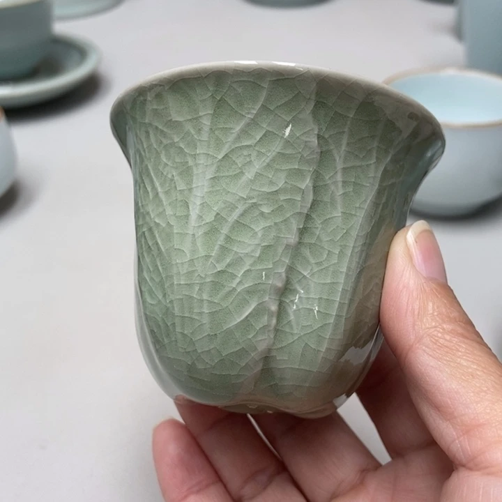 瓷赵琳豆绿支钉百财杯带礼盒