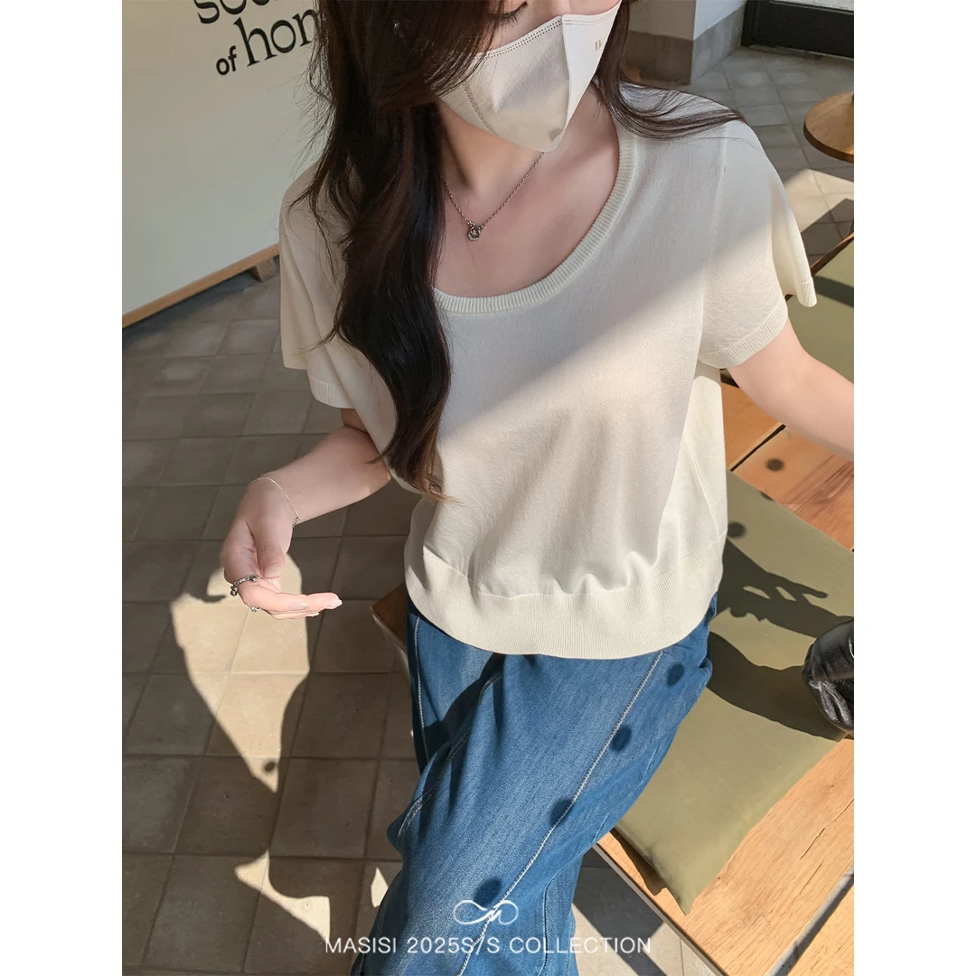 【宠粉回馈】马西西大码女装弹力亚麻短袖T恤夏胖mm宽松显瘦上衣