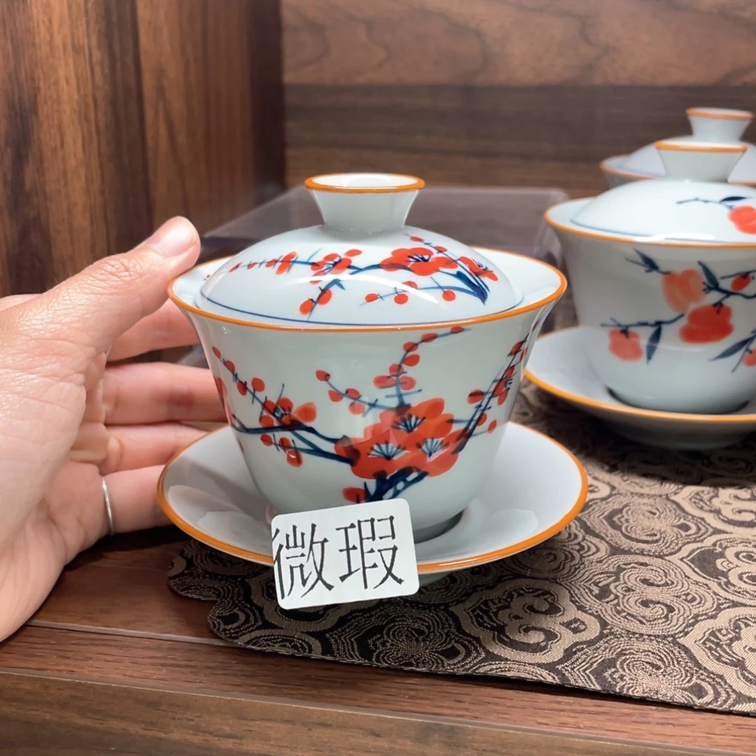 釉下彩纯手绘有瑕