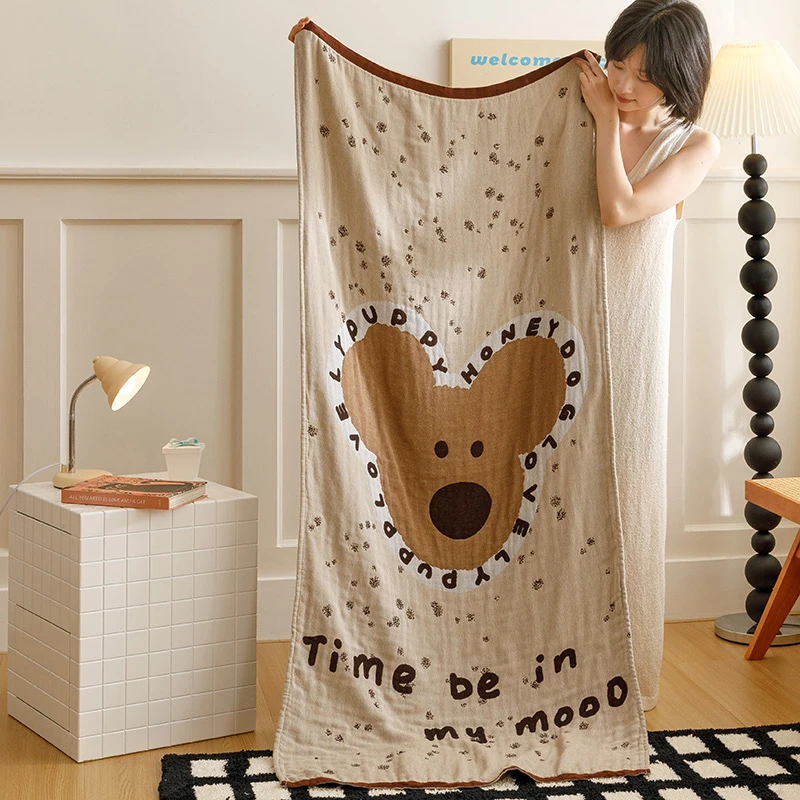 ◎纱布浴巾水洗全棉浴巾家用纯棉吸水速干儿童成人男女加大浴巾