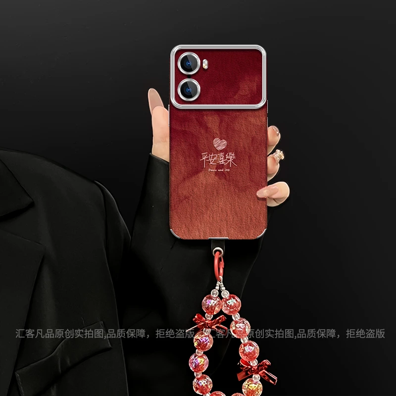 平安喜乐适用于华为荣耀60手机壳电镀大视窗皮质防摔女款