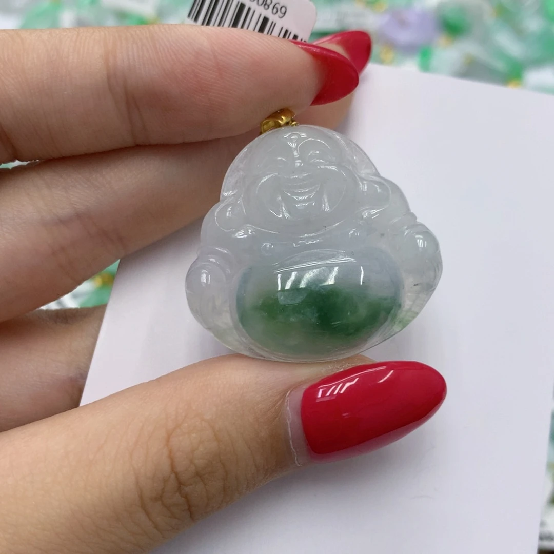 翡翠18K金镶嵌颈饰佛