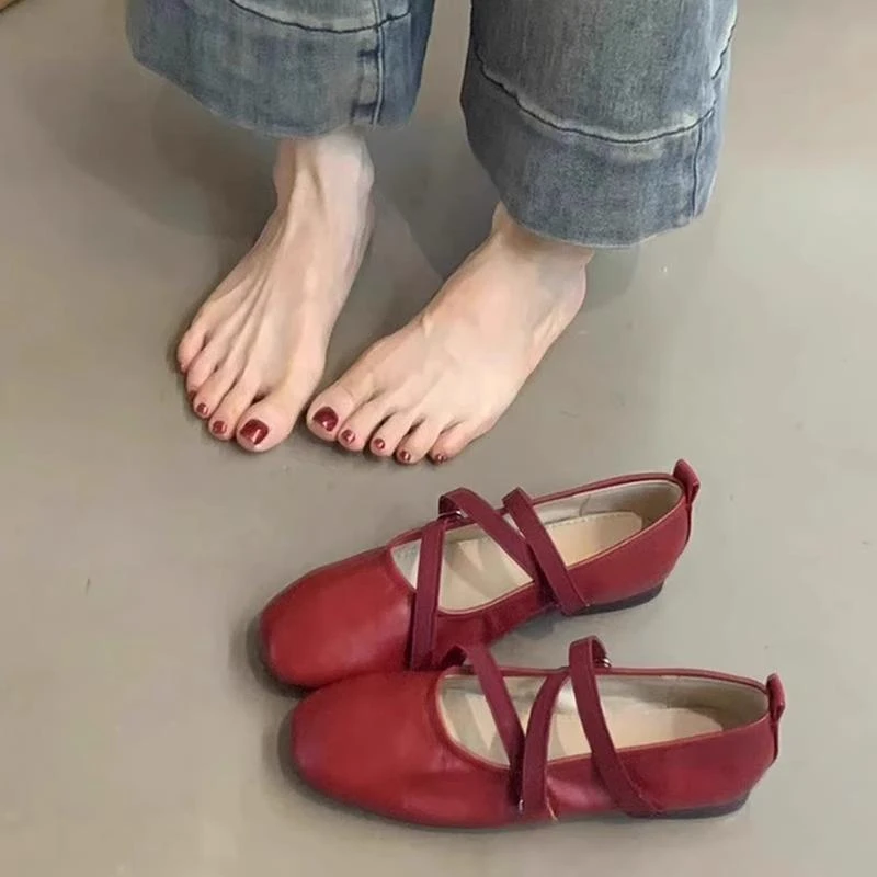 【明星同款】百搭鞋子法式复古玛丽珍鞋女夏季新款浅口平底软底单鞋