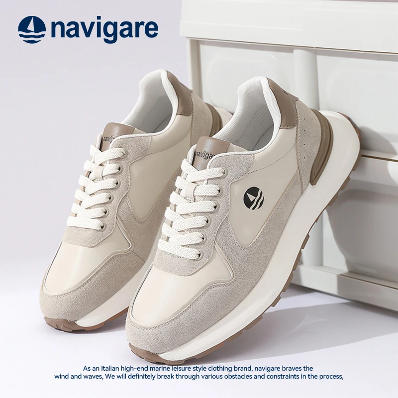 Navigare意大利小帆船男士休闲鞋2025春夏新款男鞋厚底增高运动鞋