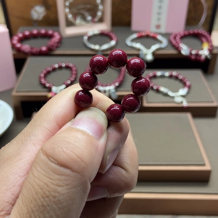 天然辰砂安**业8毫米紫金砂8颗