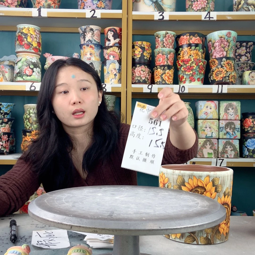 随***即景德镇手工花盆561