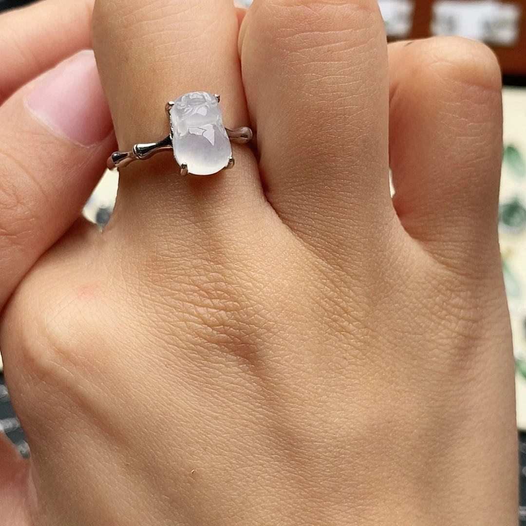 翡翠银S925镶嵌戒指55