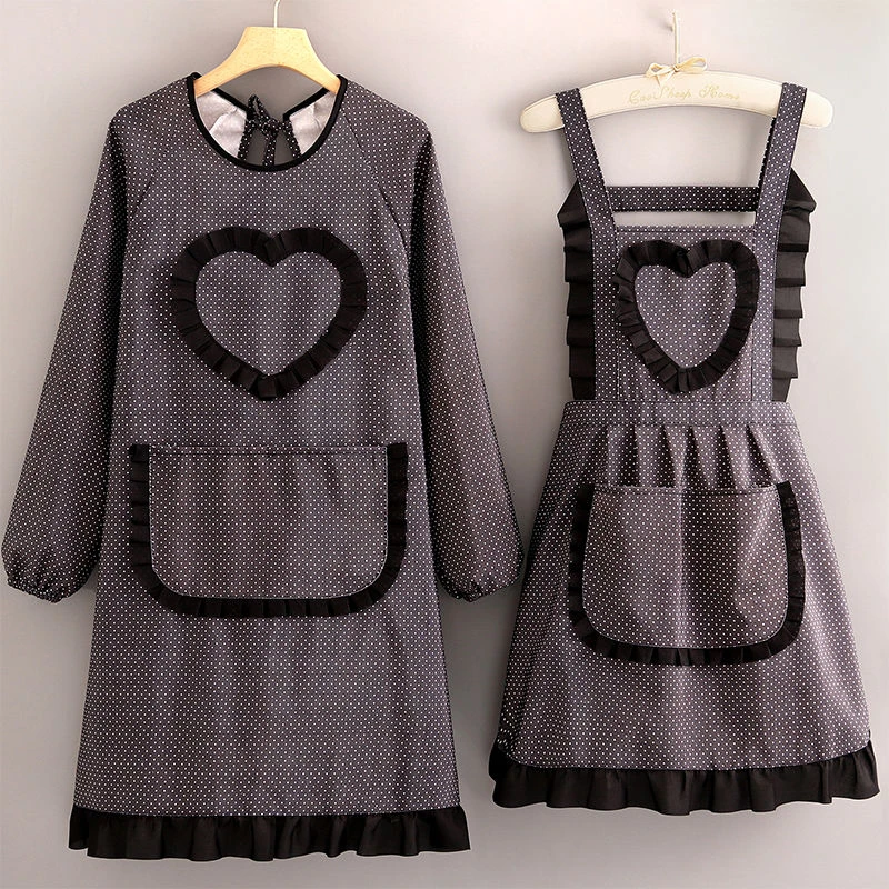 2025新款长袖围裙家用厨房防污透气做饭耐脏罩衣女可爱网红工作sq