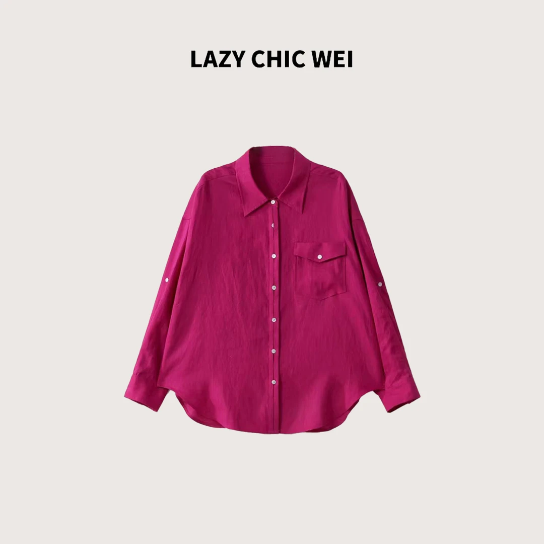 LAZY CHIC WEI 100雨露麻火龙果显白凉感防晒衬衫 25SSW1152