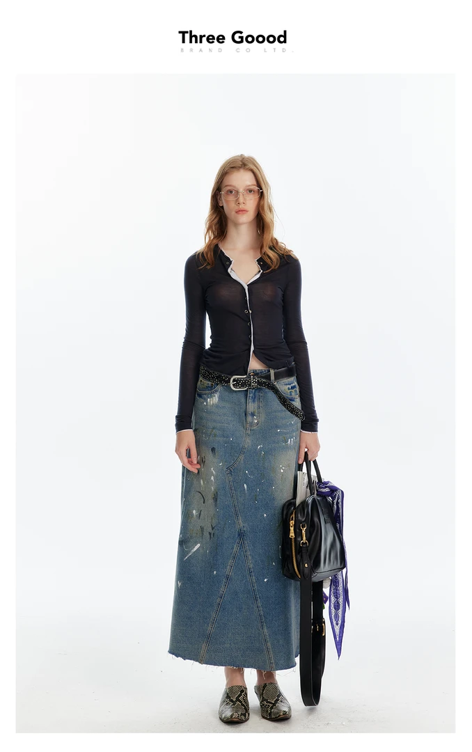 THREE GOOOD/三吉【放价了】涂鸦脏脏半裙DQ240180