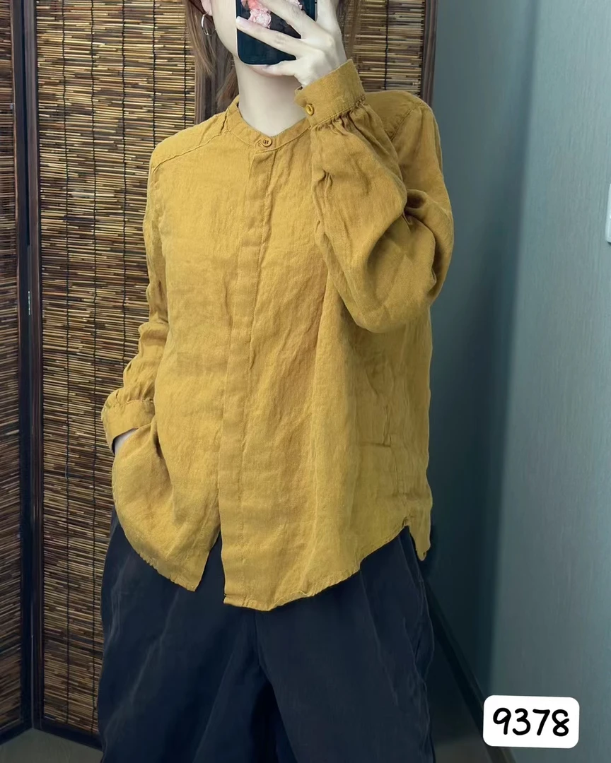 宽松显瘦百搭亚麻衫衬女高端大气