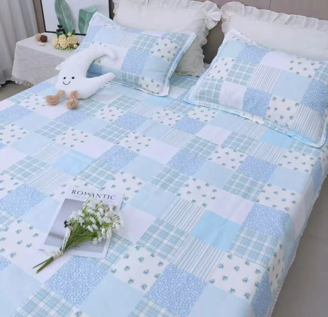 （芳华）老粗布双人床单花边款 尺寸2.45✖️2.35±5 送枕套一对