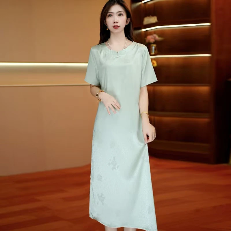 9903-气质连衣裙女新款女装妈妈装长裙休闲裙子【富通物流】