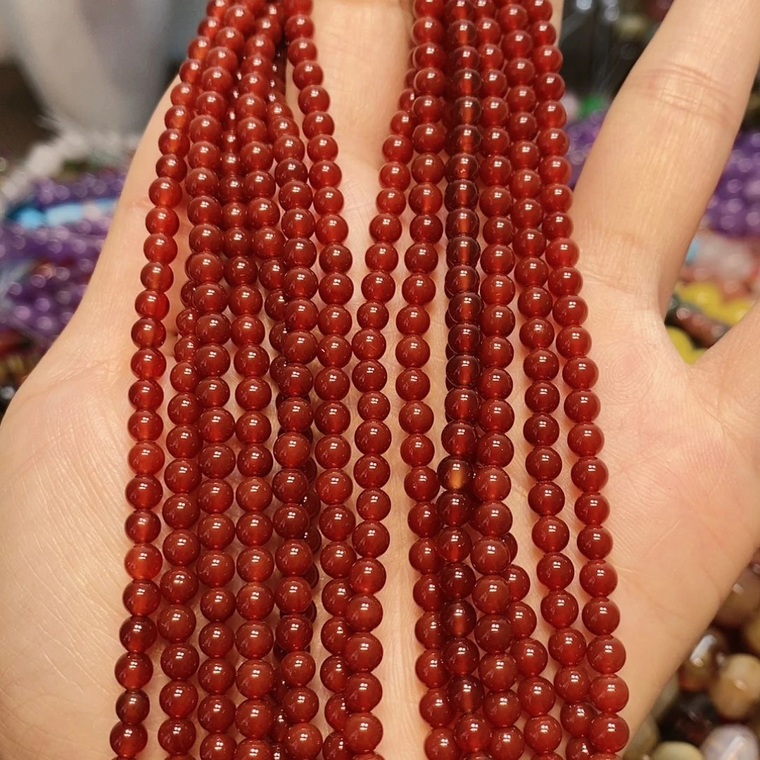玛瑙/玉髓散珠天然A货红玛瑙4mm
