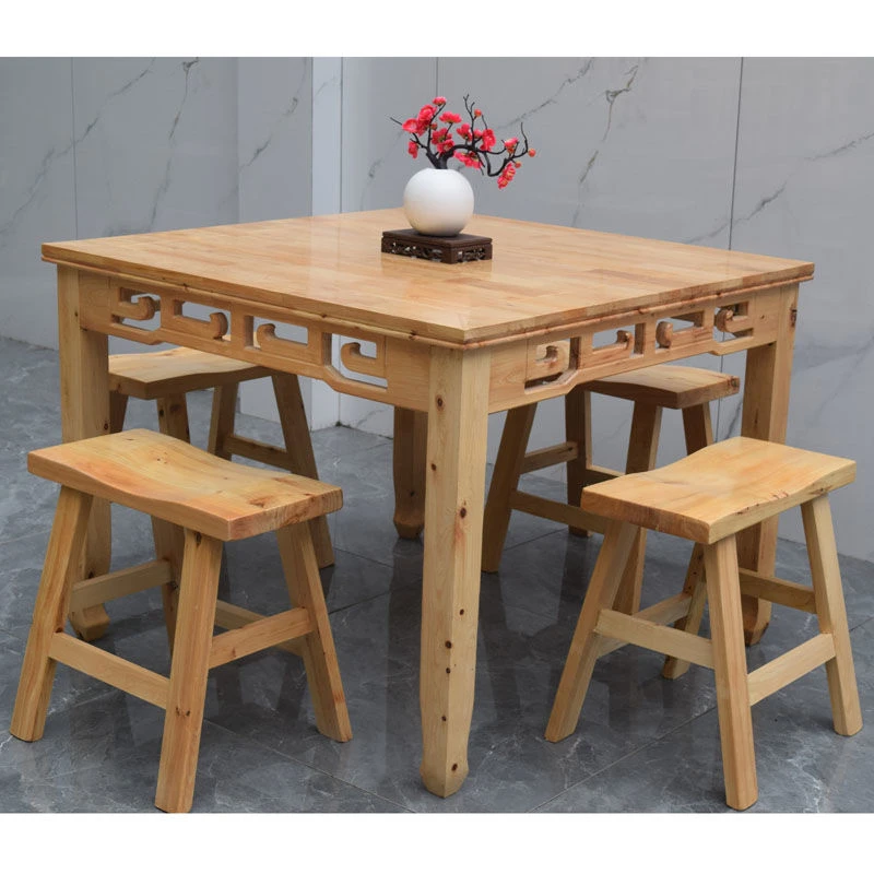 实木网红桌饭店小吃面馆民宿农家乐家用老式八仙桌饭餐桌四方桌