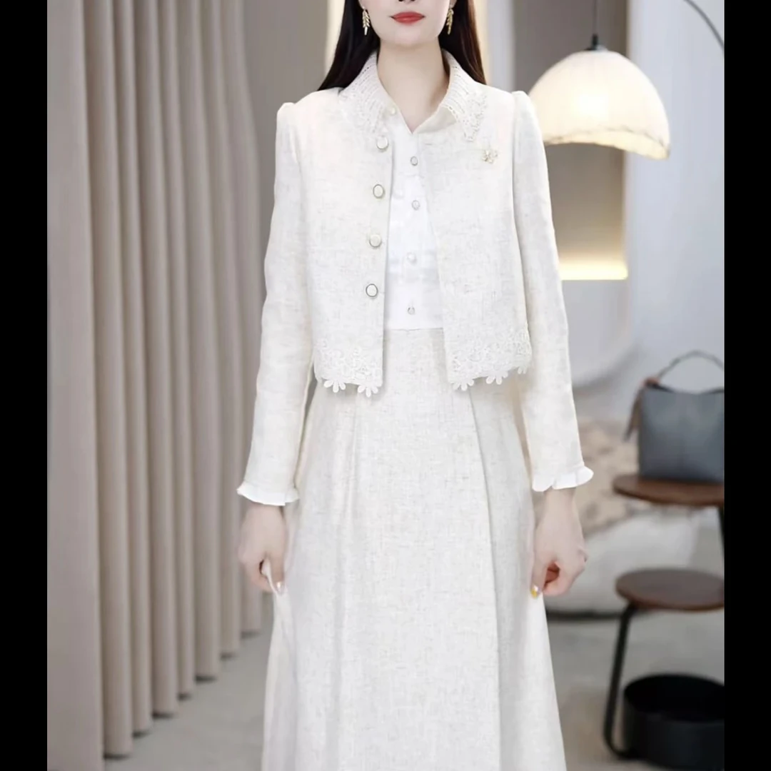 【外套小香风+连衣裙】X215#秋季新款2025气质收腰显瘦两件套裙套装