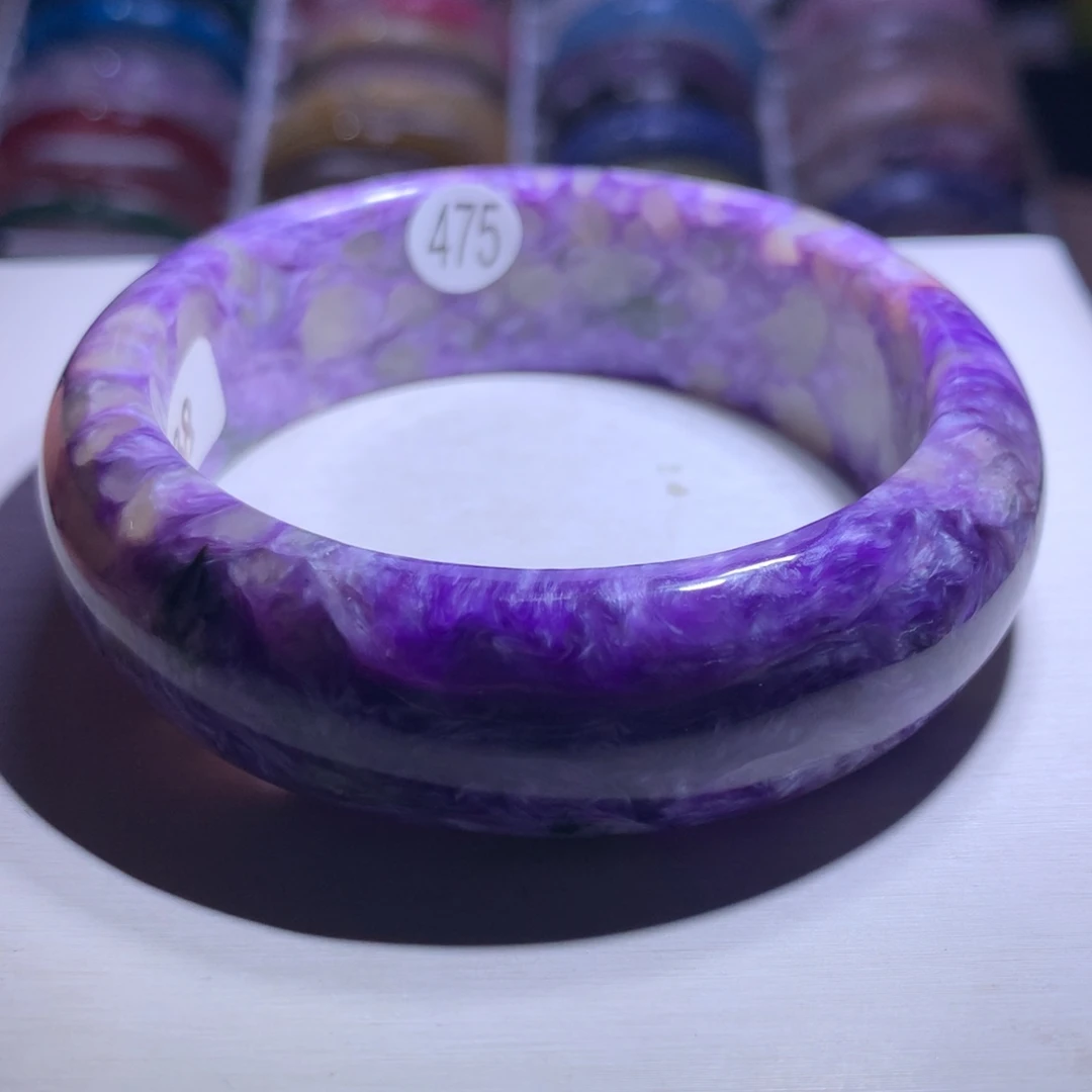 手镯水晶银S925镶嵌紫龙晶57.8圈475