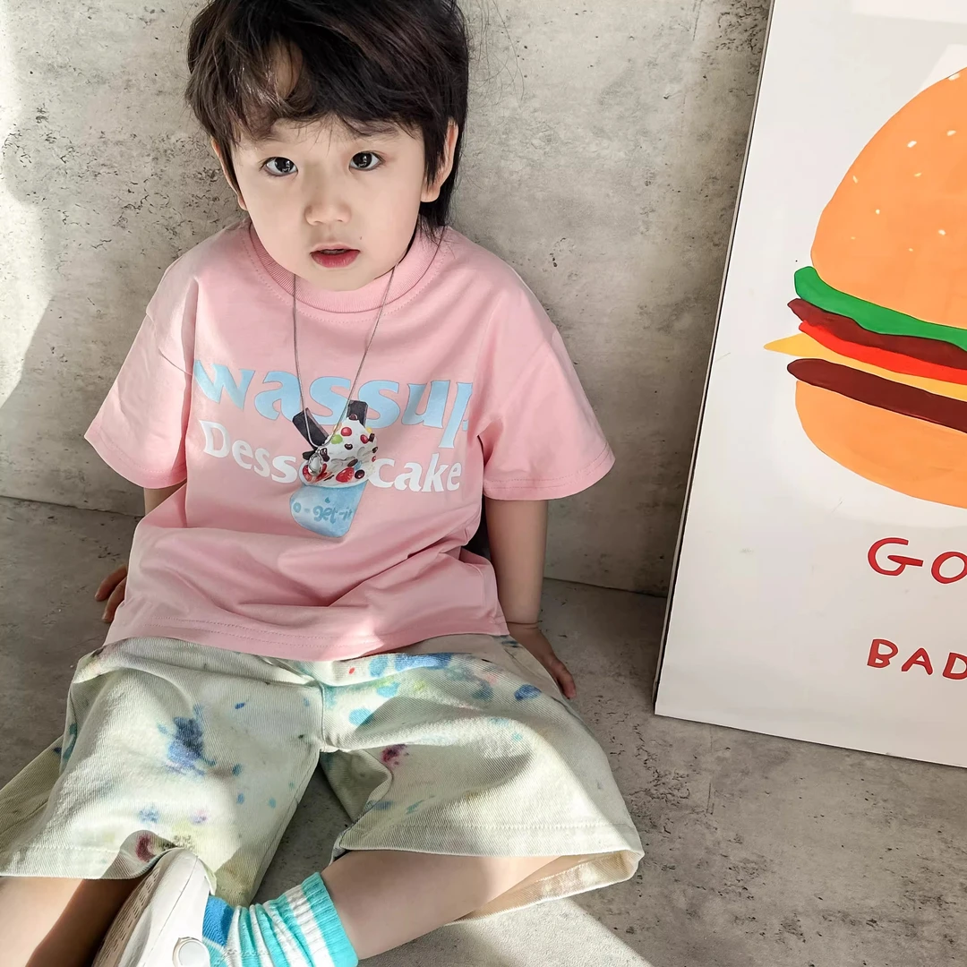 儿童短袖t恤2025夏季男女童韩版卡通宽松上衣小童宝宝洋气半袖潮