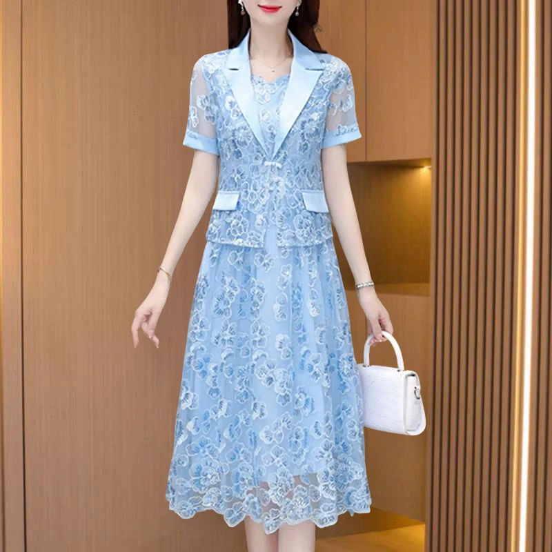 高端精致新中式国风洋气休闲连衣裙2025新款夏轻奢小个子爆妈妈装