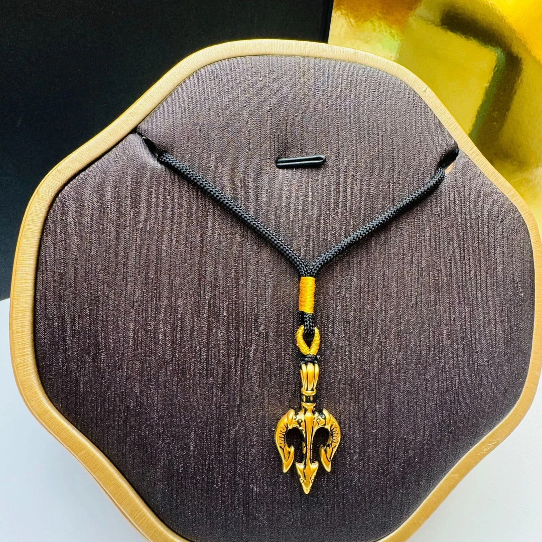 #足金999 珐琅彩 海神三叉戟   手工编织