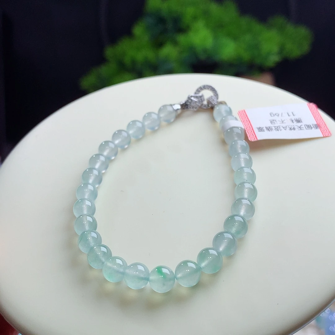 未镶嵌手串翡翠卡6mm玻璃冰起杠 晴底飘金丝翠