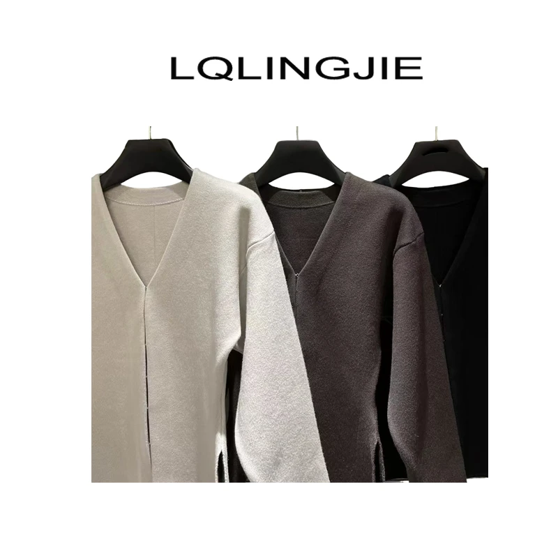 【清 不退差价】 高级纯色修身设计师款针织开衫外套86002