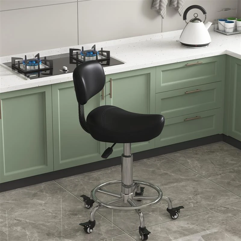 升级款厨房马鞍椅靠背升降转椅滑轮炒菜椅理发师凳子做饭收银用椅