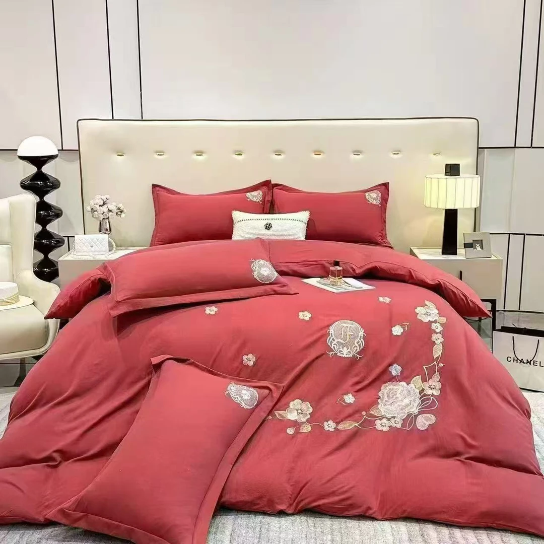 重工刺绣四件套（红）【专属】