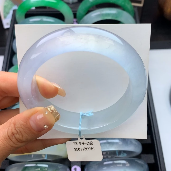 翡翠手镯未镶嵌玻璃种白月光轮胎泥鳅背定金