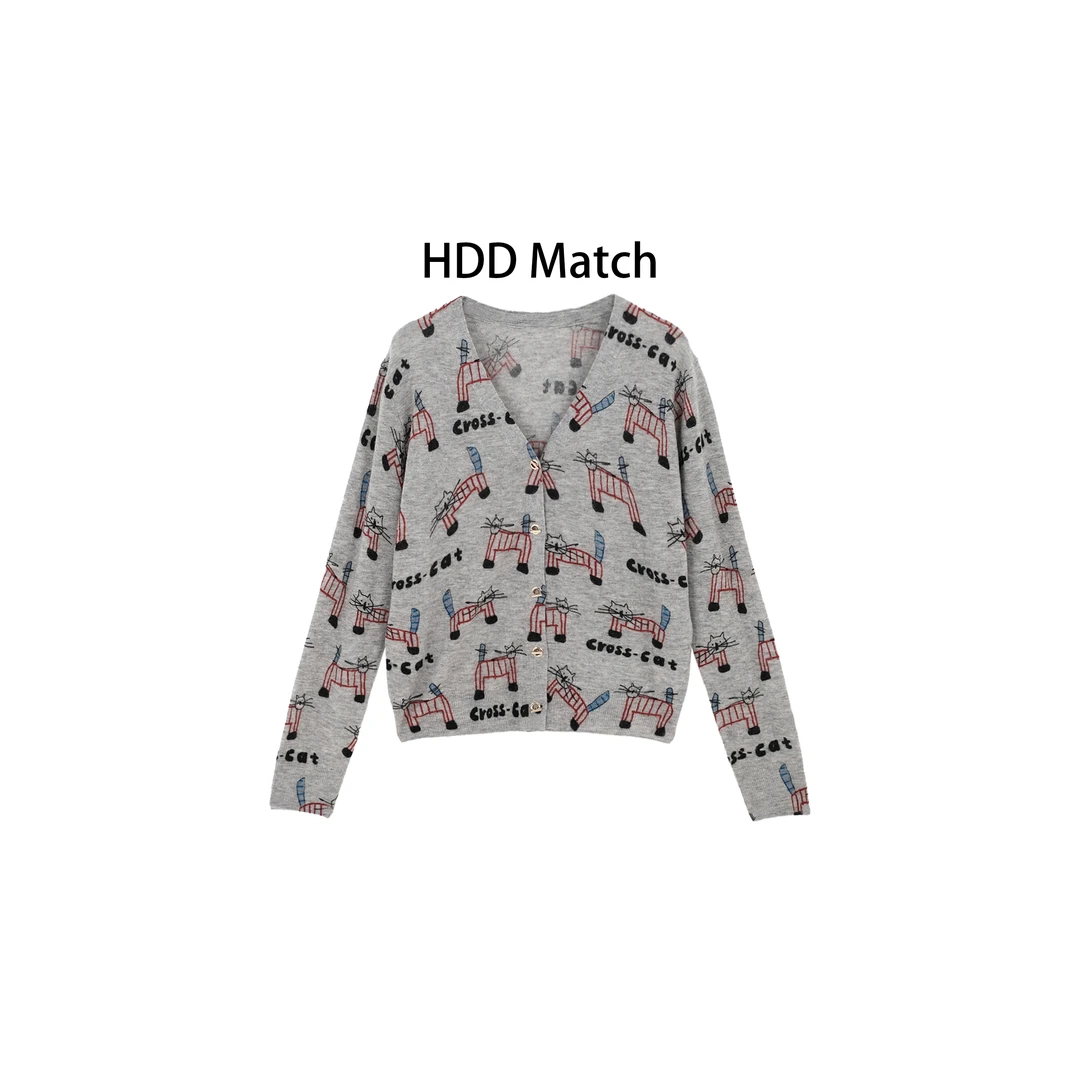 HDD- "动画猫"  羊毛 秋季女款韩版定制针织毛衣 Y8577