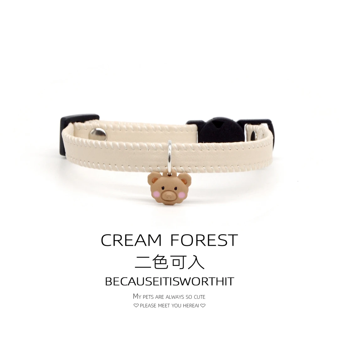 宠物皮质项圈软皮轻巧猫咪项链装饰可爱安全扣小型犬狗狗