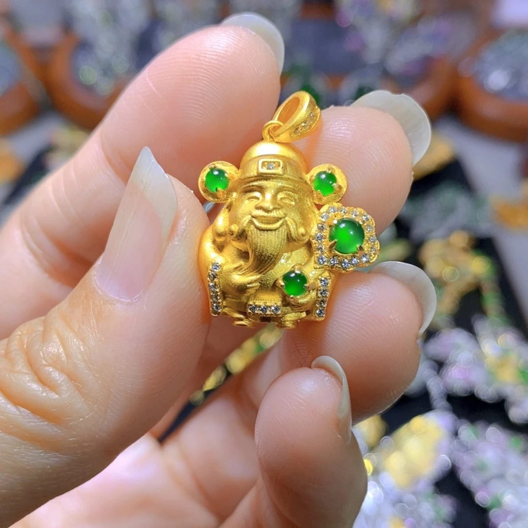 翡翠颈饰银S925镶嵌天然翡翠