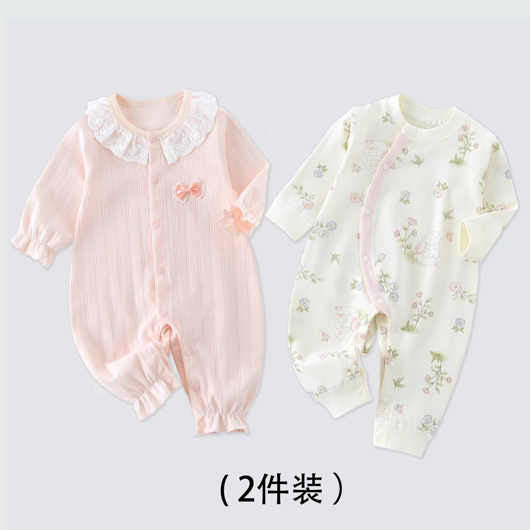 女宝四季连体衣a类春秋款纯棉家居长袖爬服韩系婴儿哈衣可爱外出