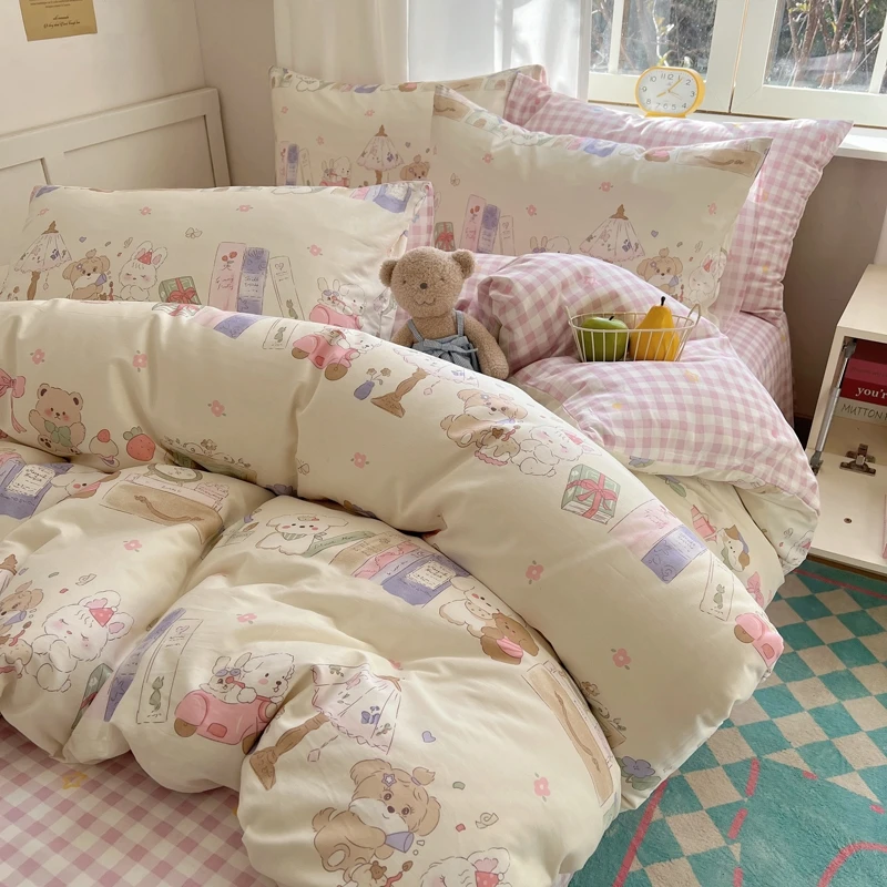 【大欣小淮】ins可爱风卡通四件套单人韩式公主风学生宿舍小清新