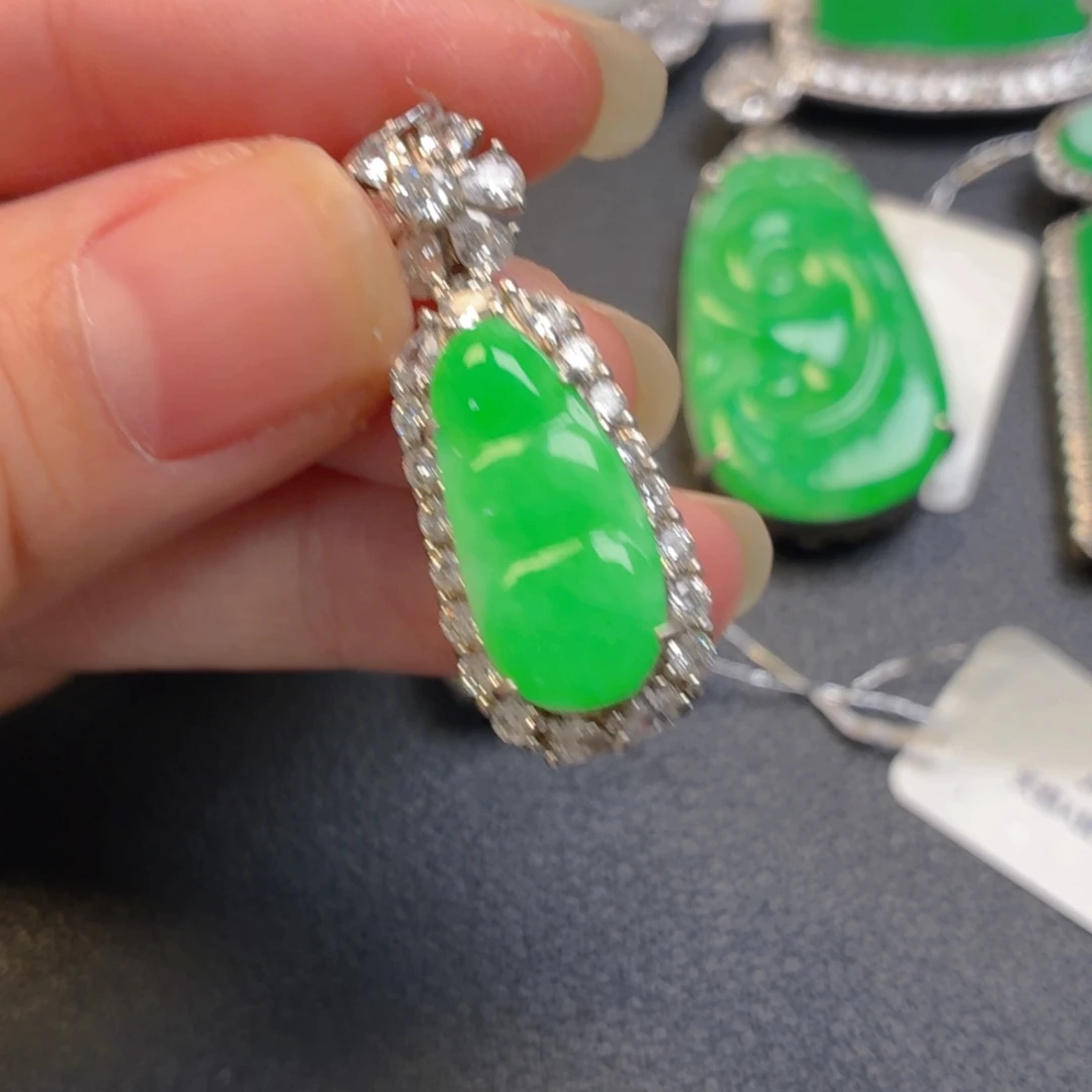 翡翠银S925镶嵌吊坠(不含链)