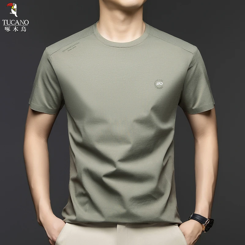 啄木鸟2025春夏季新款百搭透气经典日常休闲百搭短袖男t恤