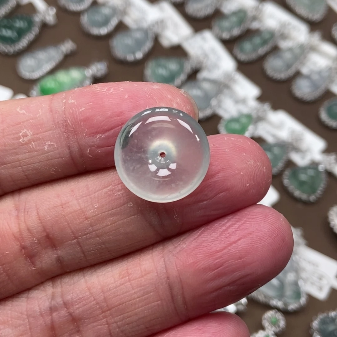 翡翠18K金镶嵌吊坠(不含链)平安扣