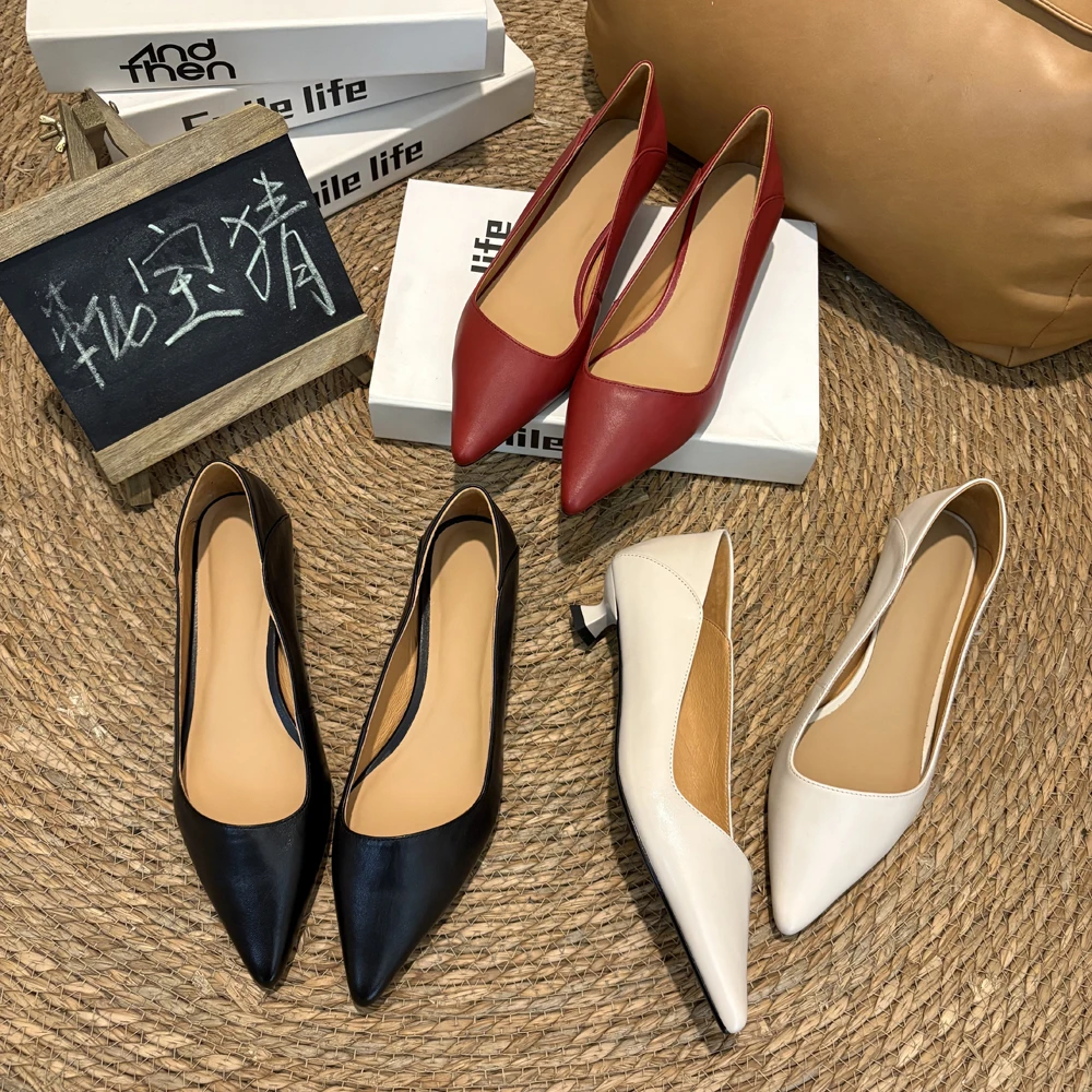 3.5cm/34-39码 超舒适矮低跟尖头高跟鞋久穿不累工作鞋