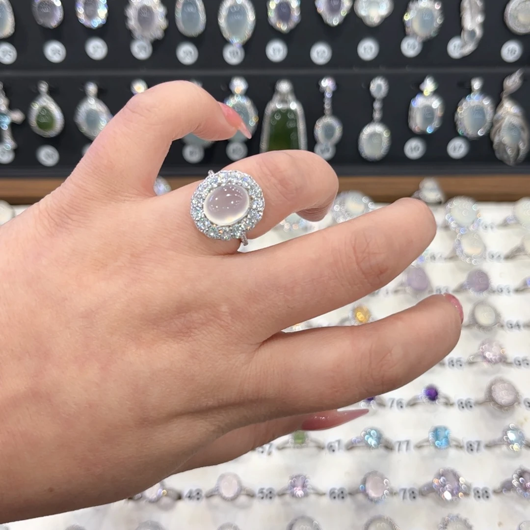 银S925镶嵌岫玉戒指