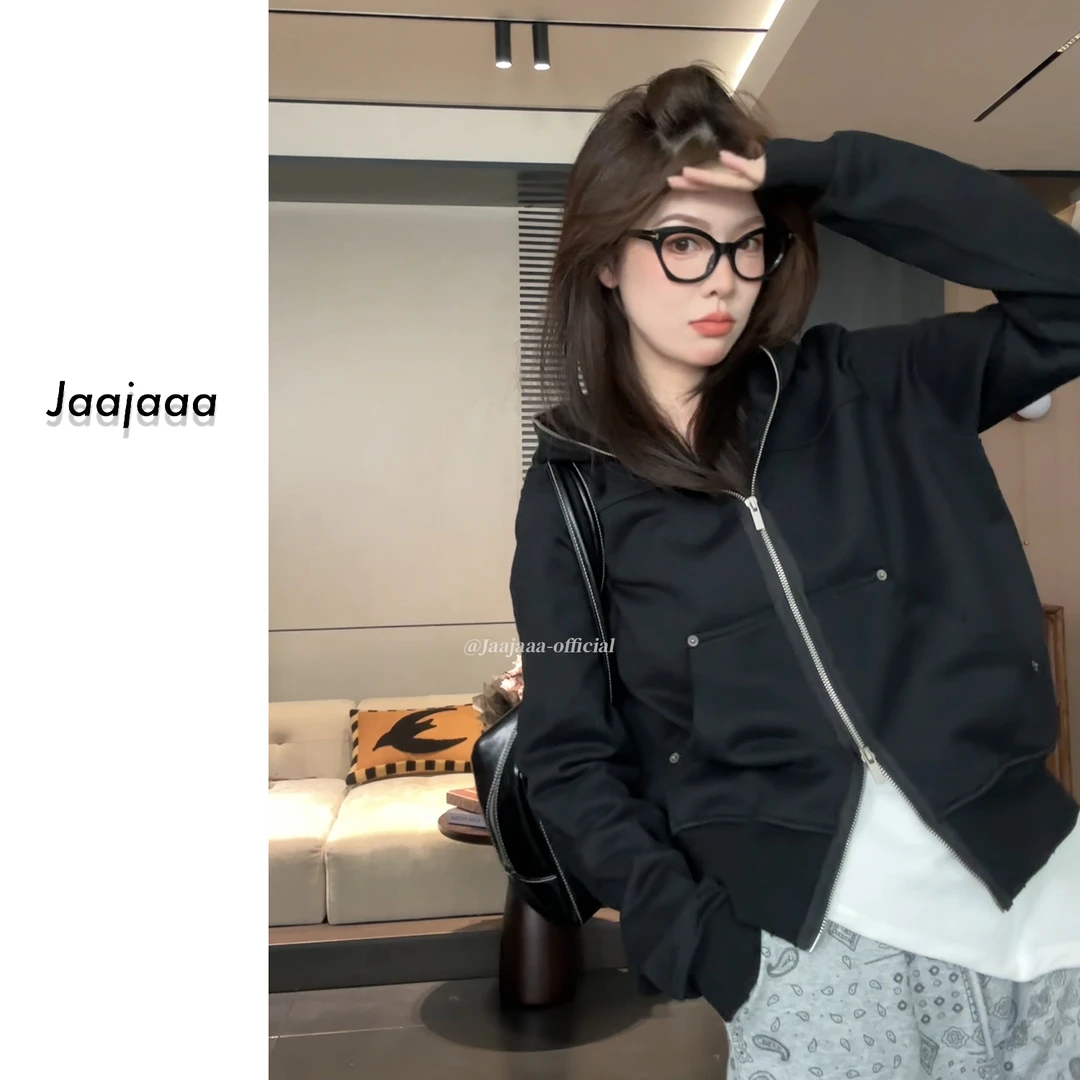 Jaajaaa十六夜颂歌  休闲百搭长袖拉链连帽卫衣/FFGE