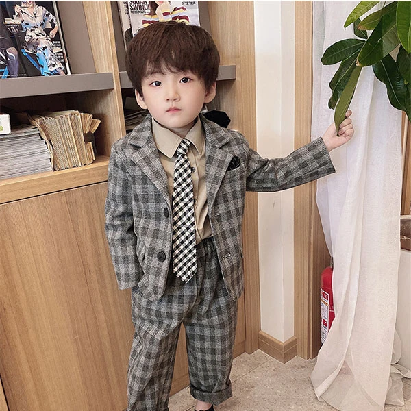 20656儿童格子西装套装