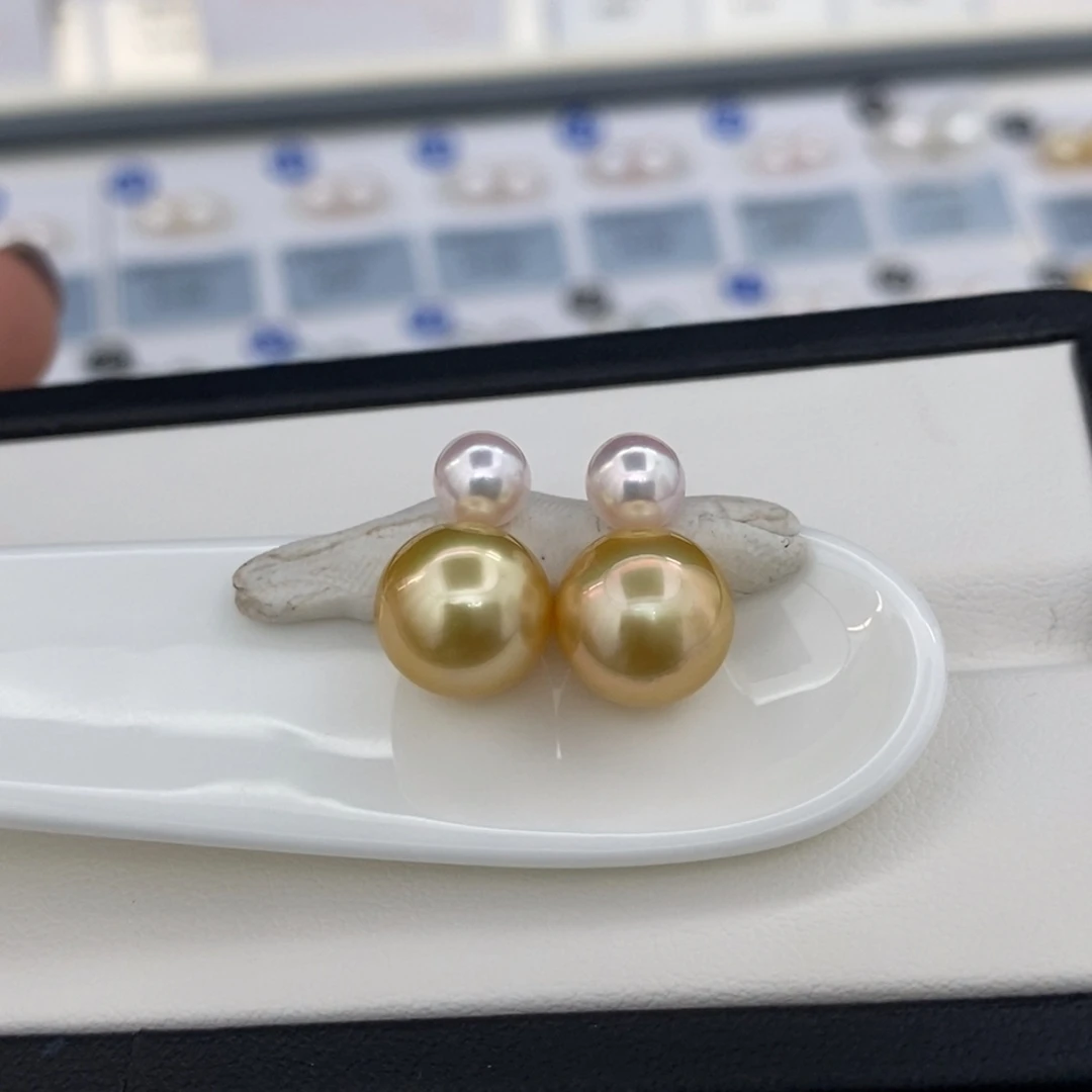 海水珍珠未镶嵌金珠Akoya双珠5-6/10-11