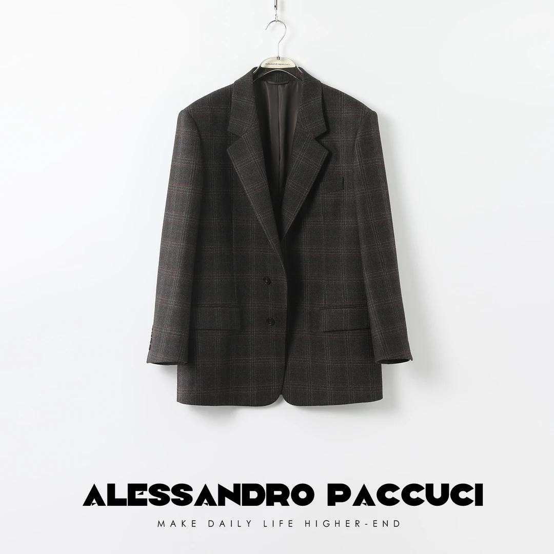 【孤品不退换】24420X 翻驳领1OO美利奴羊毛 英伦范格纹经典西装