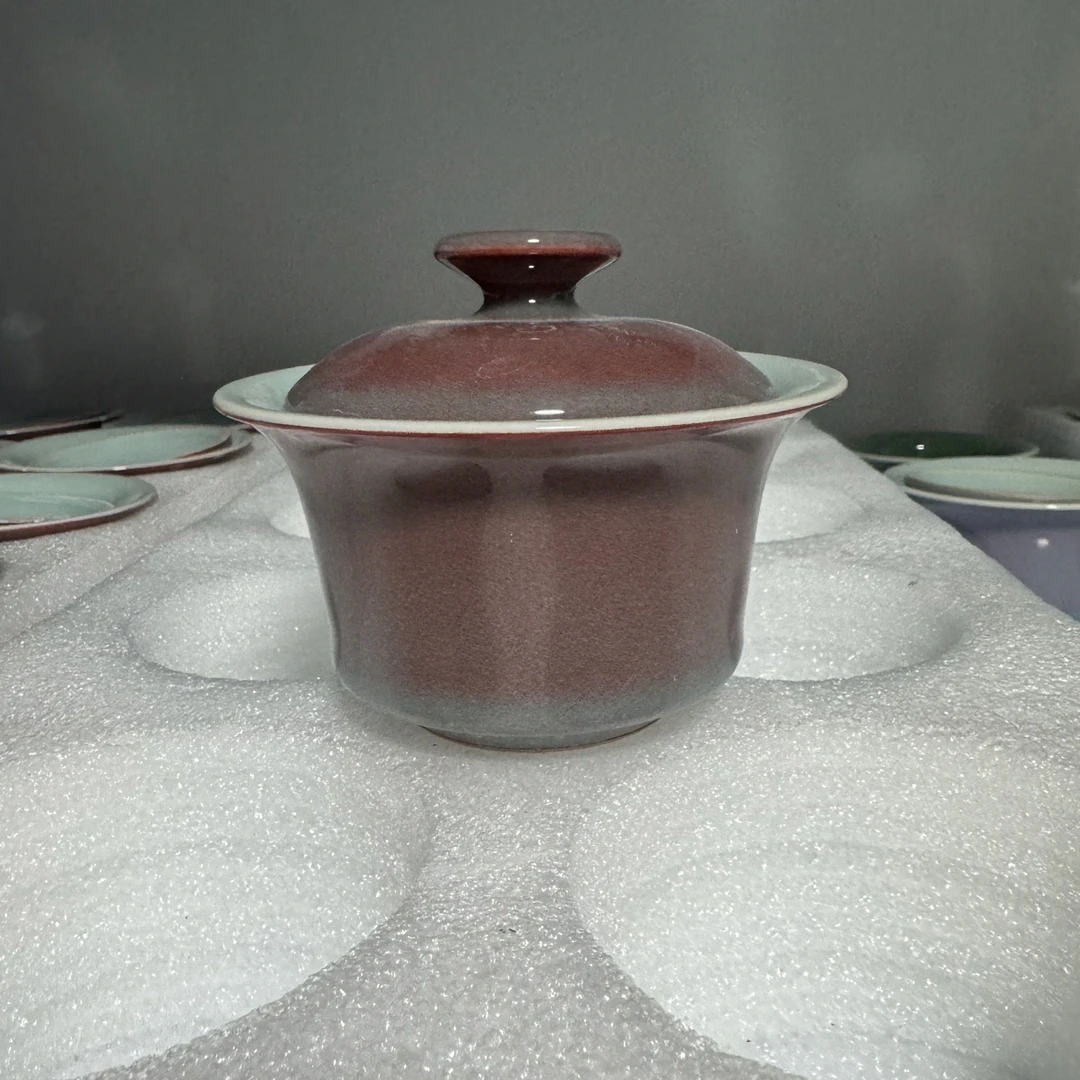 【喜物专属】手工红粉马蹄盖碗