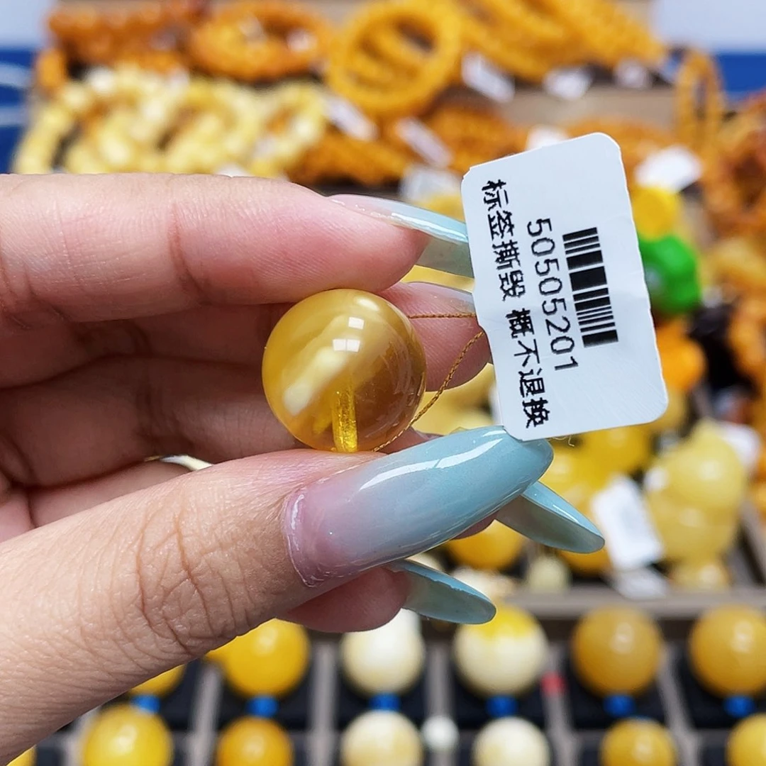 未镶嵌琥珀珠宝奇石夏*15.3mm圆珠