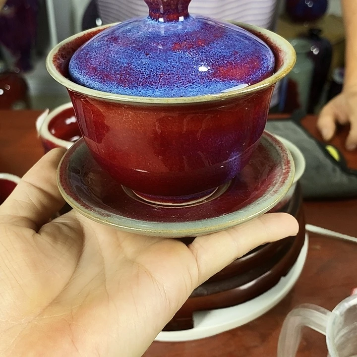 出***果瓷片尚峰钧窑作品全手工艺碗
