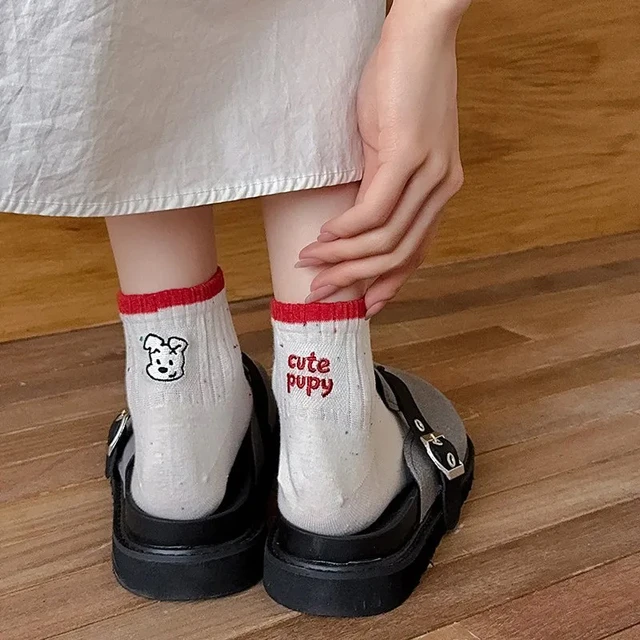 袜子女款时尚潮流夏季薄款可爱中筒韩系少女风春秋白色短筒袜子