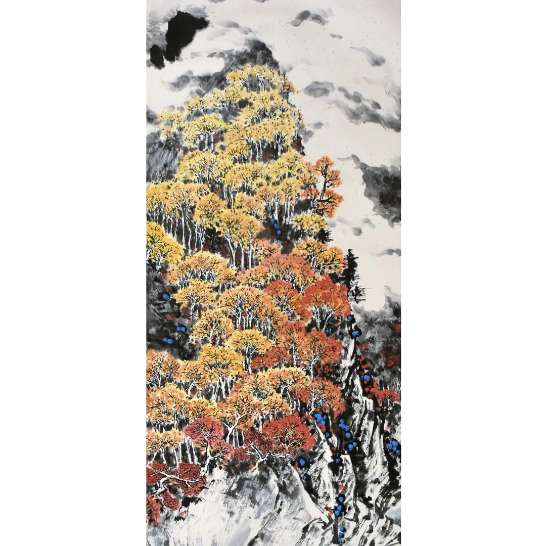 HM0821 云山秋景图 96×44cm 纸本立轴 3.8平尺